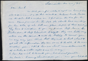 Letter from Frances H. Drake, Leominster, [Mass.], to Maria Weston Chapman, Dec. 22 / [18]45