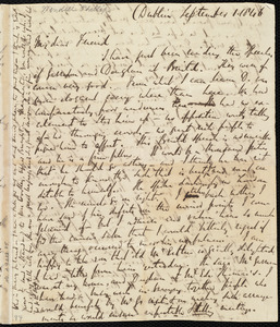 Incomplete letter from Richard Davis Webb, Dublin, [Ireland], to Maria Weston Chapman, September 1, 1846