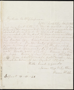 Letter from Richard Davis Webb, Belfast, [Ireland], to Maria Weston Chapman, 16-11-[18]46