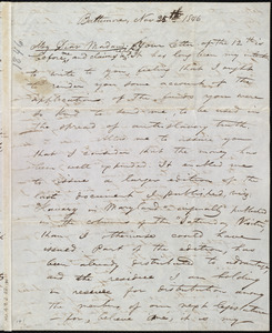 Letter from J. E. Snodgrass, Baltimore, [Md.], to Maria Weston Chapman, Nov. 25th, 1846