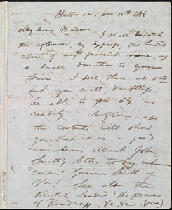 Letter from J. E. Snodgrass, Baltimore, [Md.], to Maria Weston Chapman, Dec. 16th, 1846