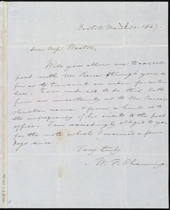 Letter from William Francis Channing, Boston, [Mass.], to Anne Warren Weston, March 30, 1847