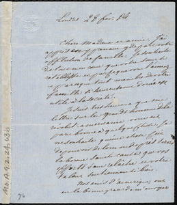 Letter from Victor Schoelcher to Maria Weston Chapman, 28 Fev. [18]54(?)