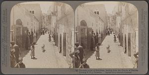 The main street of Bethlehem, leading from Church of Nativity, Palestine