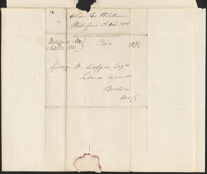 Charles Whitman to George Coffin, 12 February 1833 - Digital Commonwealth