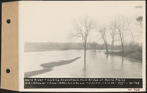 Ware River, looking downstream from bridge at Barre Plains, drainage area = 117 square miles, flow = 1340 cubic feet per second = 11.4 cubic feet per second per square mile, Barre, Mass., 2:05 PM, Apr. 13, 1934