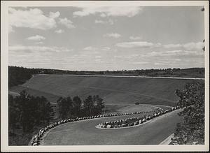 Panorama of Winsor Dam looking westerly from vicinity of spillway bridge, ca. 1941