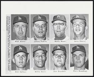 Walt Alston. Johnny Podres. Wally Moon. Larry Sherry. Dick Calmus. Willie Davis. Don Drysdale. Marv Breeding