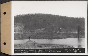 Contract No. 51, East Branch Baffle, Site of Quabbin Reservoir, Greenwich, Hardwick, looking northeast at quarries from near screening plant, Hardwick, Mass., Apr. 21, 1937