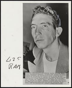 Former Major Leaguer Held--Ralph (Blackie) Schwamb, 23-year-old former St. Louis Browns pitcher, is questioned today after he was booked on suspicion of murder in connection with the slaying of a Long Beach, Calif., doctor on Wednesday. The victim, Dr. Donald Buge, was found in a deserted spot, beaten to death. Schwamb played with the Browns in 1948 and was with them in Spring training this year.