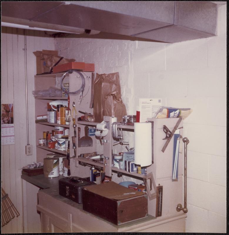 Lawrence Library, work bench, basement