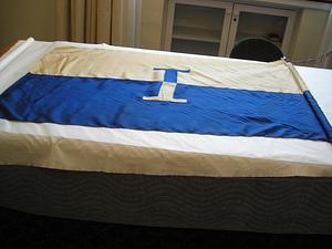 Silk blue and white banner