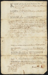 Land deed, David Scott to Samuel Partridge, 1760