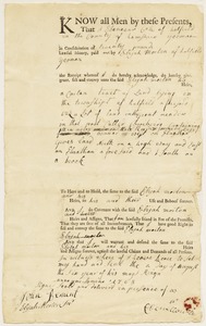 Land deed, Ebenezer Cole to Elijah Morton, 1768