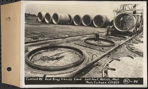 Contract No. 85, Manufacture and Delivery of Precast Concrete Steel Cylinder Pipe, Southborough, Framingham, Wayland, Natick, Weston, base rings and gantry crane, Natick, Mass., May 29, 1939