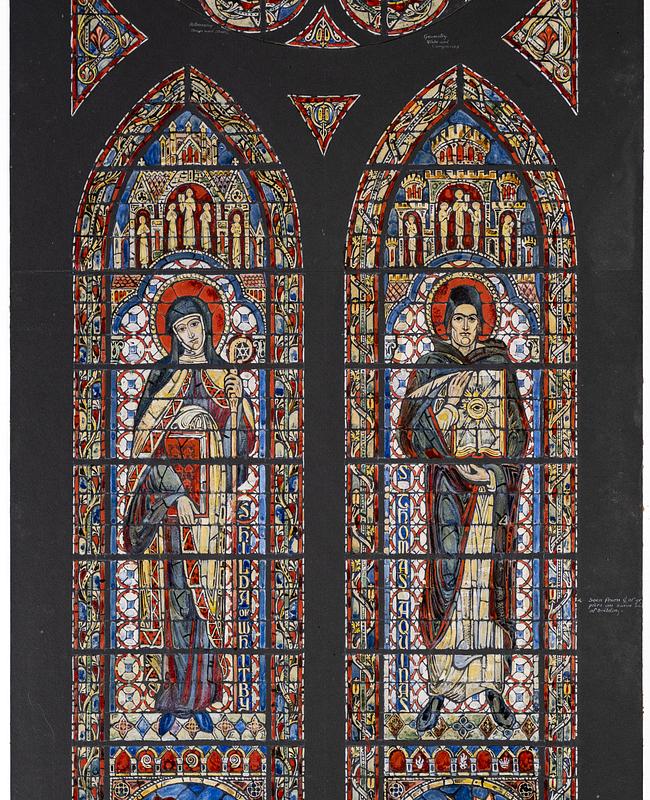 Design for the clerestory window in the Education Bay, Cathedral of Saint John the Divine, New York City. Cram and Ferguson, Architects. Window no. 113 bay no. 7