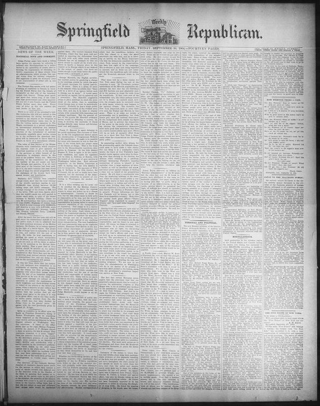 Springfield Weekly Republican. September 30, 1904 - Digital Commonwealth