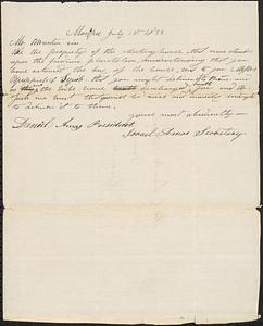 Mashpee Revolt, 1833-1834 - Letter from Daniel Amos to Charles Marston, July 11, 1833