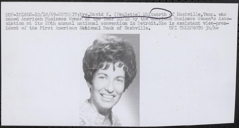 Mrs. David K. (Paulette) Whitworth
