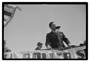 Roller Skate Derby, Lt Governor Francis E. Kelly at microphone