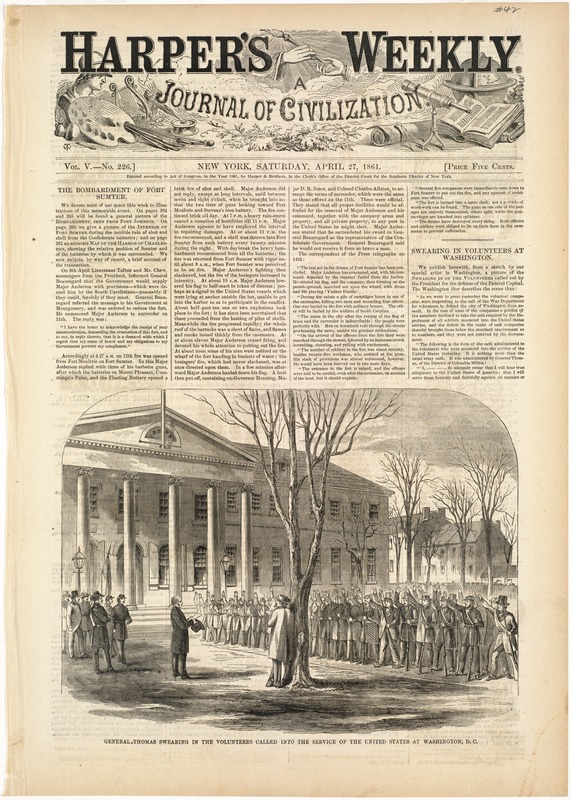 General Thomas swearing in the volunteers called into the service of the United States at Washington, D.C.