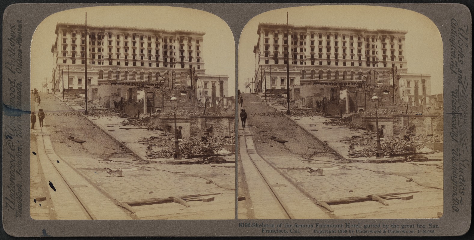 Skeleton of the famous Fairmount Hotel, gutted by the great fire, San Francisco, Cal.