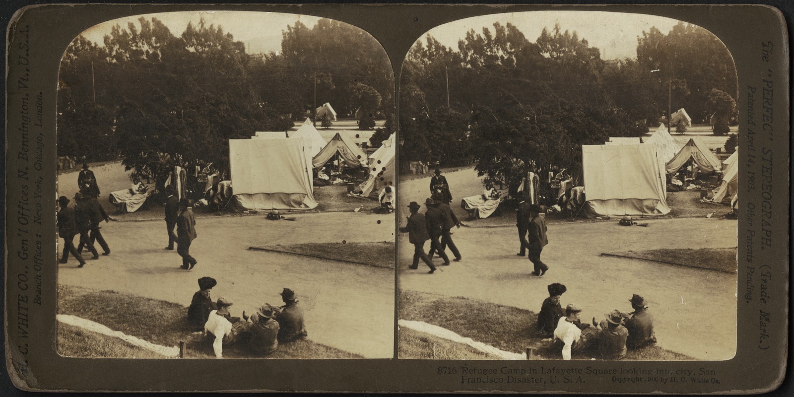 Refugee camp in Lafayette Square looking into the city, San Francisco disaster, U.S.A.