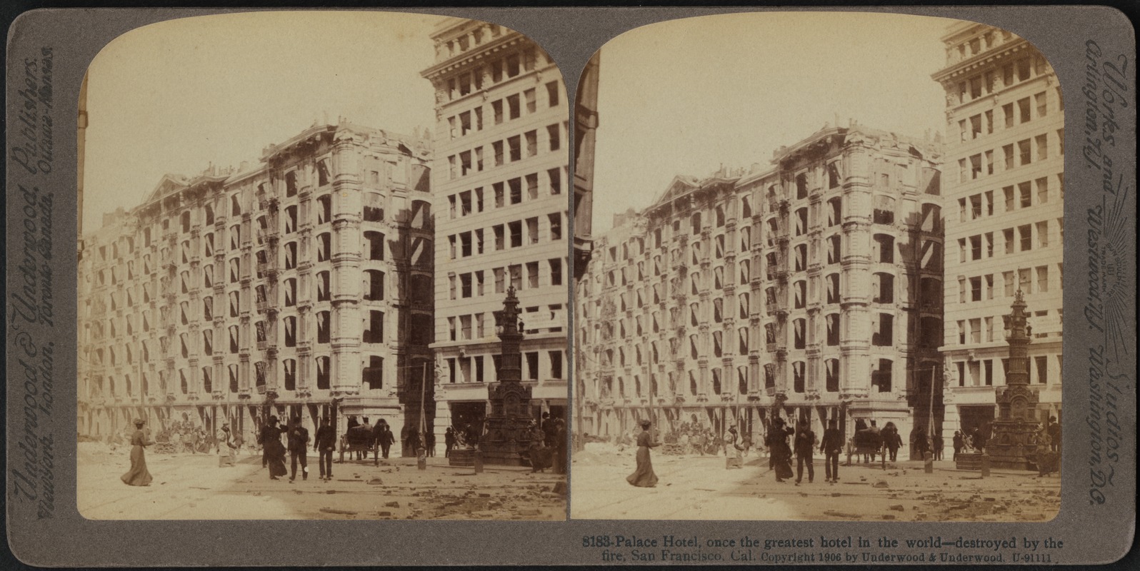 Palace Hotel, once the greatest hotel in the world -- destroyed by the fire, San Francisco, Cal.