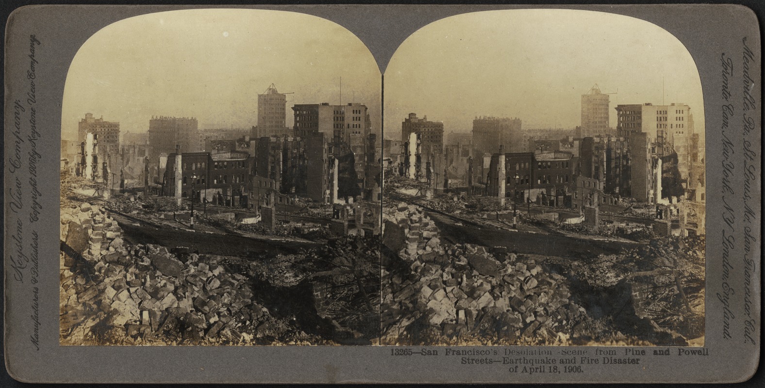 1906 San Francisco stereoscopic view, desolation after earthquake and fire 1906 San Francisco stereoscopic view, desolation after earthquake and fire