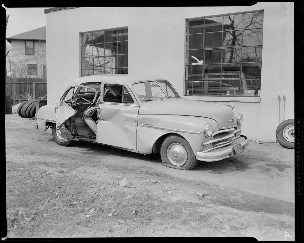 Bob Amos. Auto P82029. 81 Bridge St., Dedham, accident - crushed ...