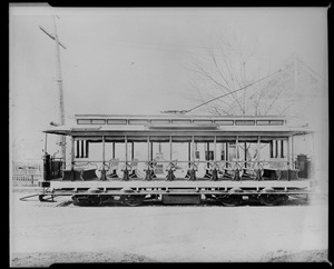 Old street car. Open long street car