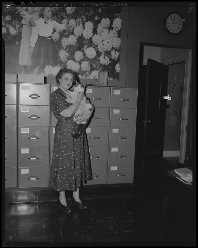 Forest Hill Cemetery employees. Ethel "Gallie" Galbraith with cat