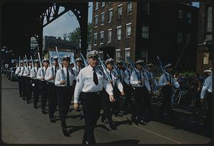Police marching in Bunker Hill Day parade, Charlestown, Boston