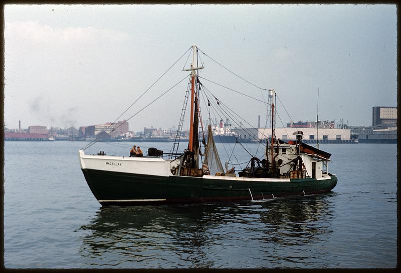 Boat named "Magellan" in Boston Harbor