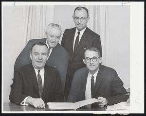 From Left, front, Dr. Leo Donahue, school's supt.; Dr. William Ackerly, clinic dir. Rear, from left, Albert Giroux, Somerville High headmaster, and James Noonan, Somerville Mental Health Assn. head.