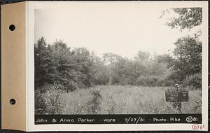 Contract No. 21, Portion of Ware-Belchertown Highway, Ware and Belchertown, land of John and Anna Parker, Plan No. S-6 Ware, Mass., Jul. 27, 1931