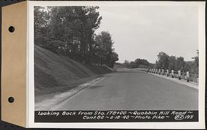 Contract No. 82, Constructing Quabbin Hill Road, Ware, looking back from Sta. 178+00, Ware, Mass., Jun. 18, 1940