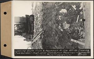 Contract No. 80, High Level Distribution Reservoir, Weston, looking south from center line aqueduct at Sta. 889+80 showing overburden, high level distribution reservoir, Weston, Mass., Apr. 16, 1940