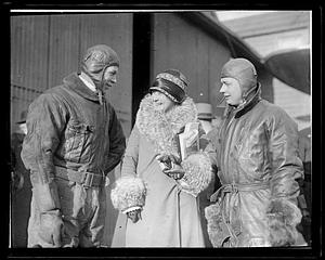 Lt. Johnson, Mrs. Lindbergh and Lt. Hegenberger