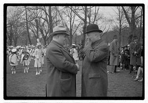 Boston Park Department May Day Festival, Boston Common, Commissioner William Long on right