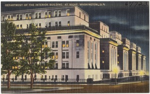 Department of the Interior Building, at night, Washington, D. C.