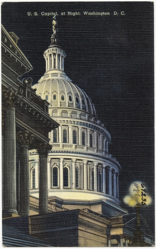 U. S. Capitol, at night, Washington, D. C.
