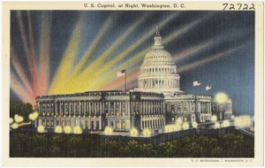 U. S. Capitol, at night, Washington, D. C.