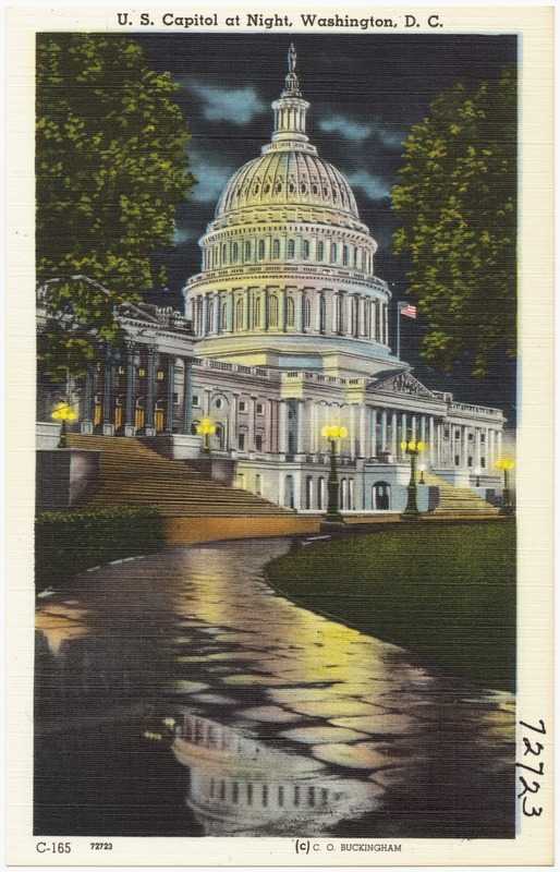 U. S. Capitol, at night, Washington, D. C.