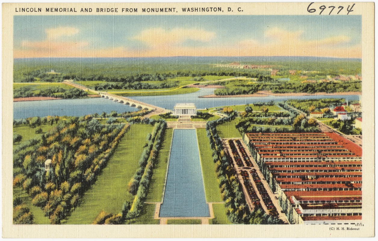 Lincoln Memorial and bridge from monument, Washington, D. C.