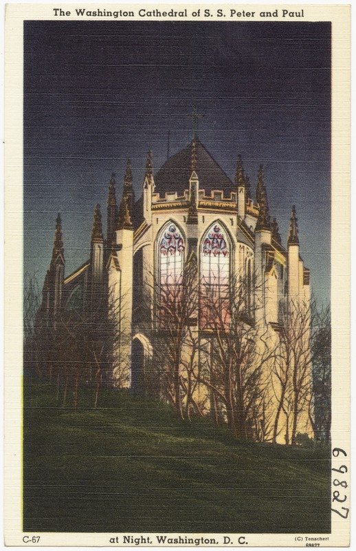 The Washington Cathedral of S. S. Peter and Paul at night, Washington, D. C.