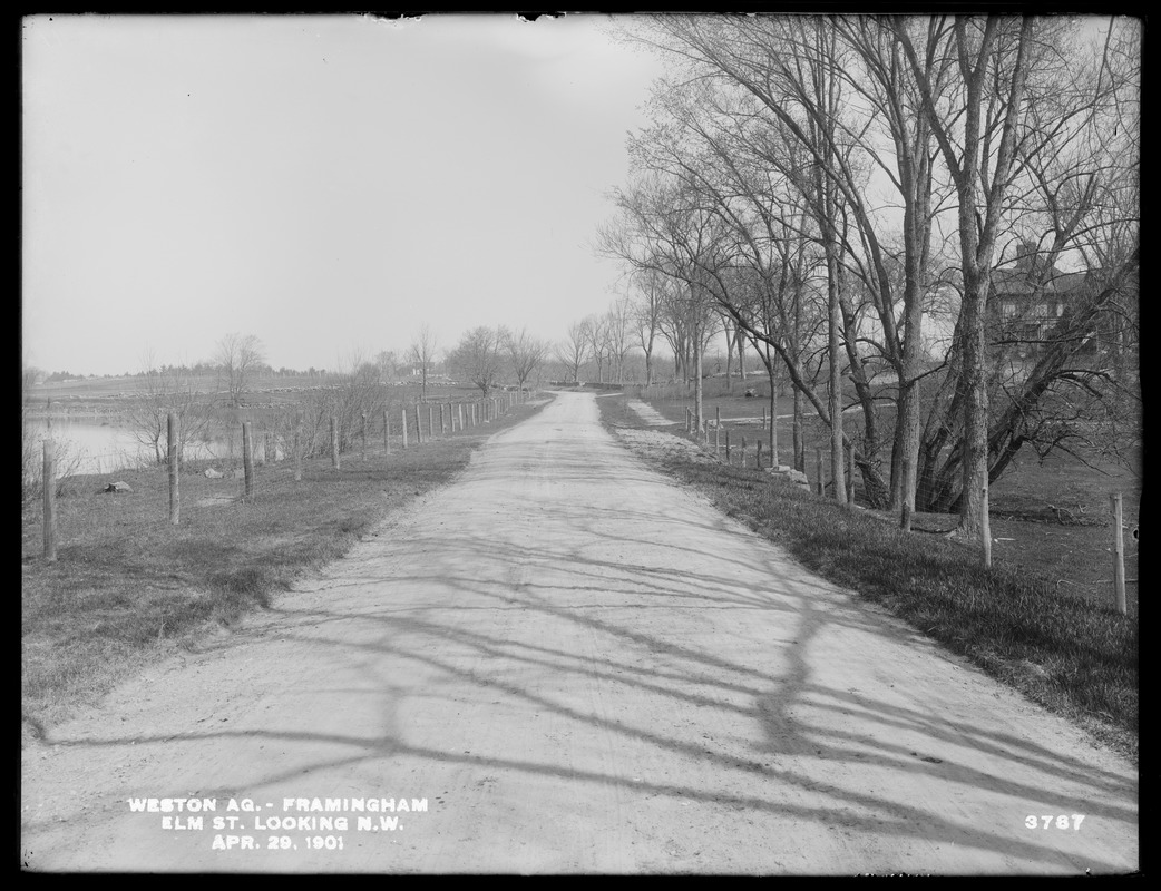 Weston Aqueduct, Elm Street, looking northwesterly, Framingham, Mass., Apr. 29, 1901