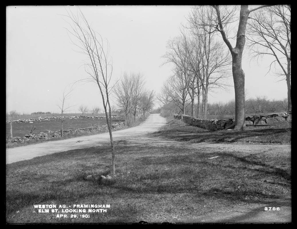 Weston Aqueduct, Elm Street, looking northerly, Framingham, Mass., Apr. 29, 1901