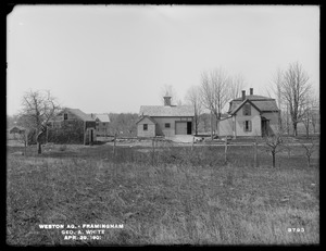 Weston Aqueduct, George A. White's buildings, from the east, Framingham, Mass., Apr. 29, 1901