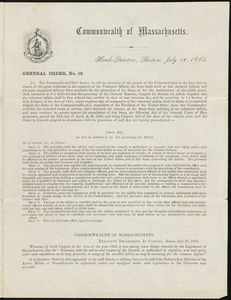 Order for organization of the Independent Division of the Active Militia of Massachusetts